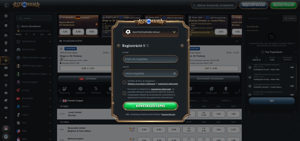 AstroMania regisztráció