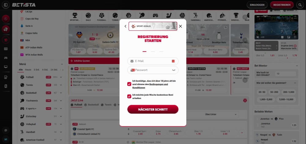 Betista registrierung
