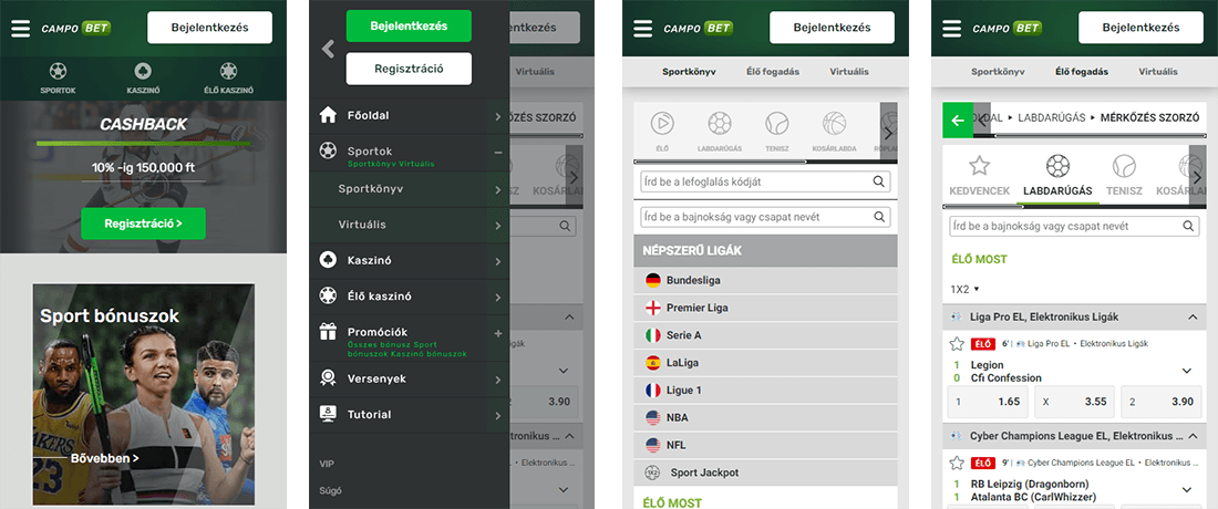 A CampoBet nagyszerű mobil felülettel rendelkezik