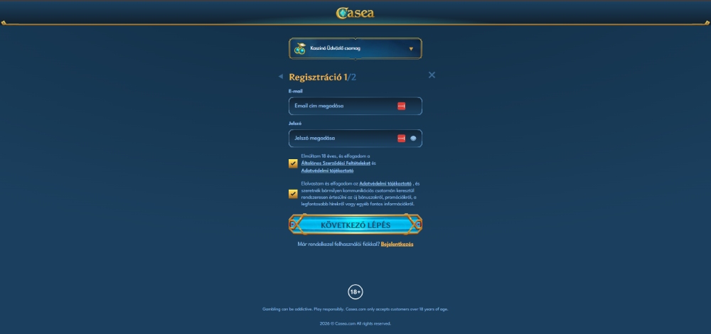 Casea casino regisztráció