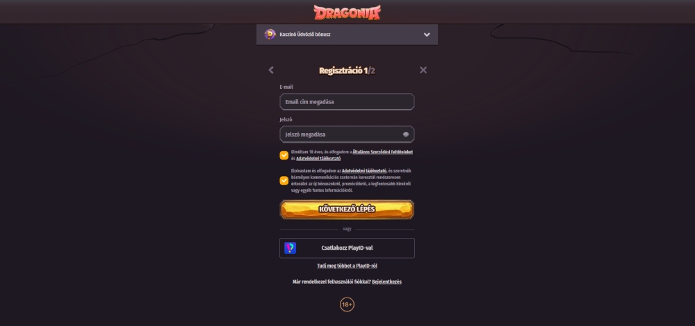 Dragonia casino regisztráció