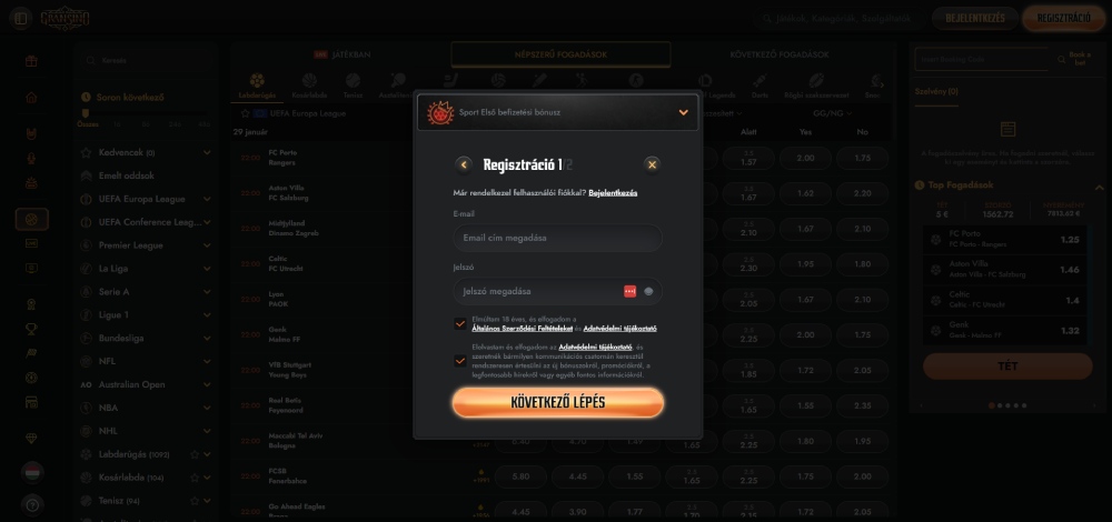 Gransino regisztráció