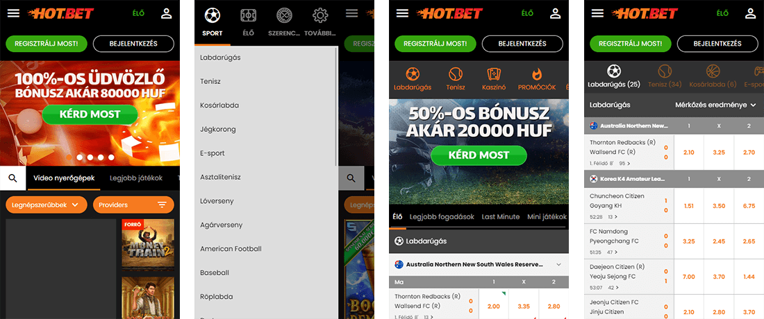 HOT.BET mobil weboldal