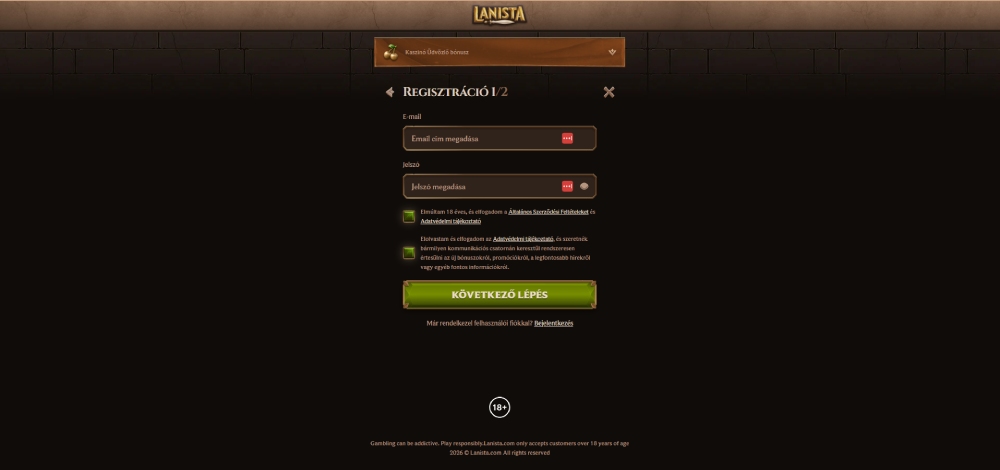 Lanista casino regisztráció