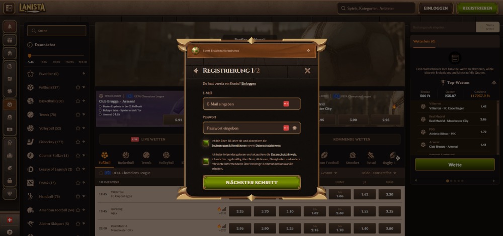 Lanista registrierung