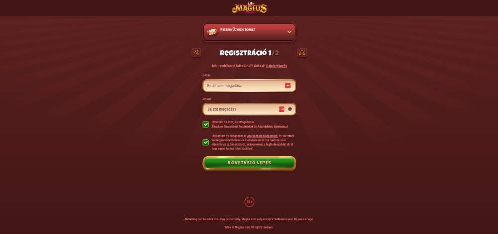 Magius Casino regisztráció
