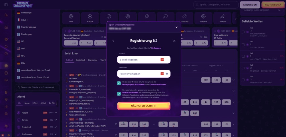 NovaJackpot registrierung