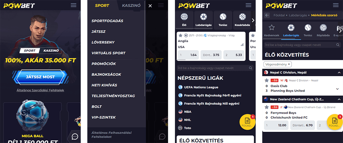 Powbet mobil weboldal