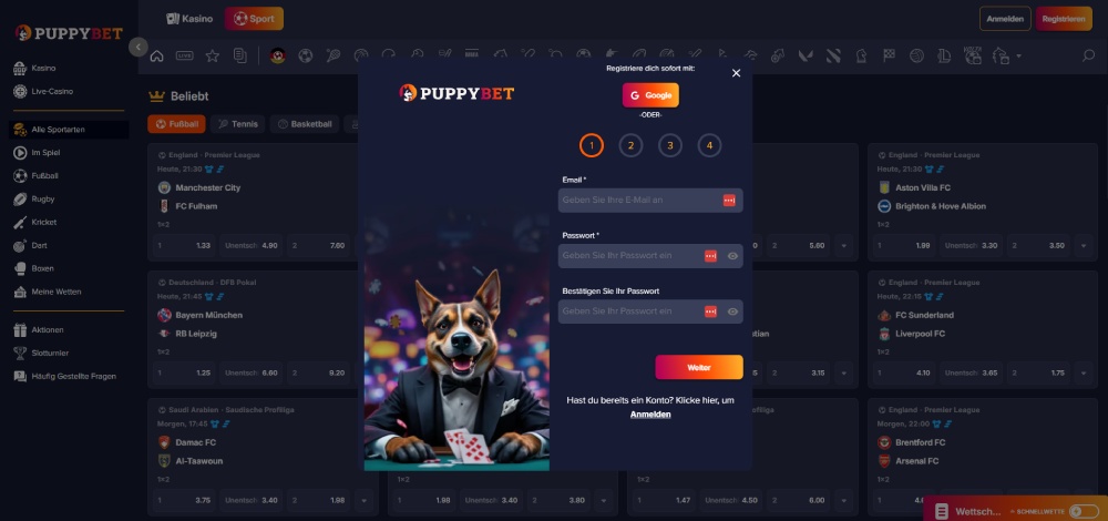 Puppybet registrierung