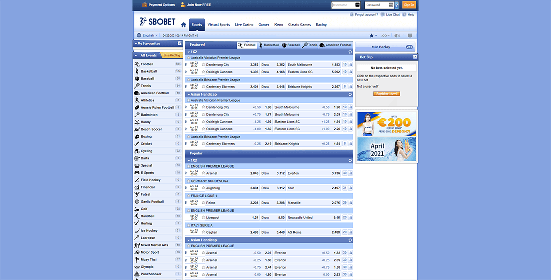 A SBOBET weboldala egyszerű dizájnnal rendelkezik, és könnyen használható