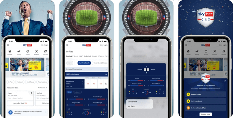 A SkyBet Android és iOS mobil alkalmazással is rendelkezik