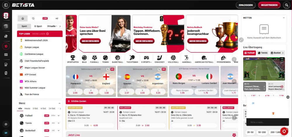Sportwetten bei Betista
