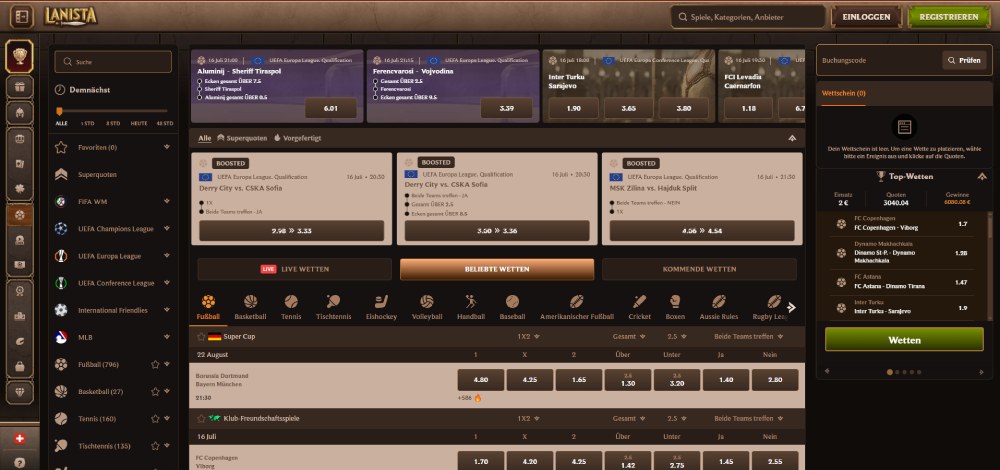 Sportwetten bei Lanista