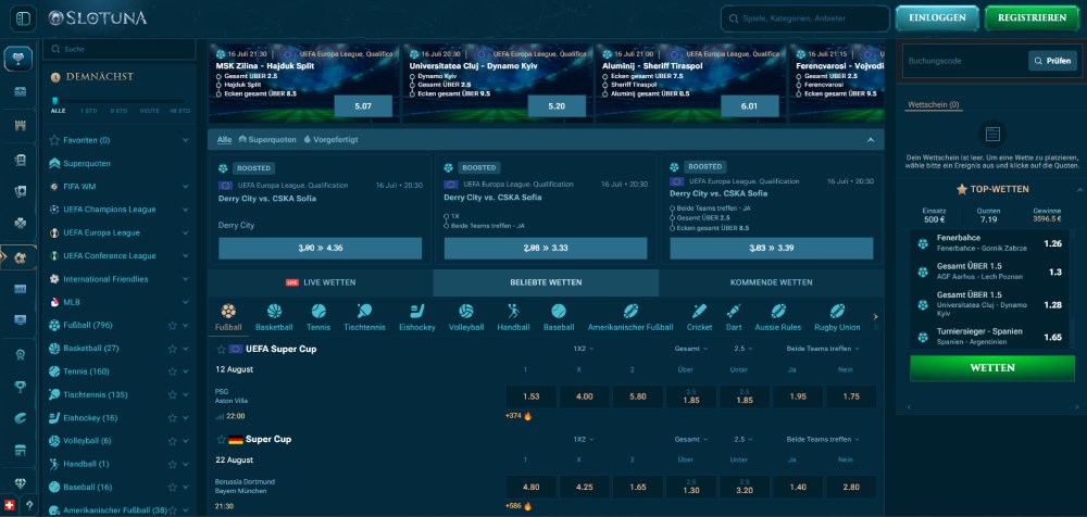 Sportwetten bei Slotuna