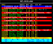 A Teletext 887. oldala a meccseredményeket jeleníti meg