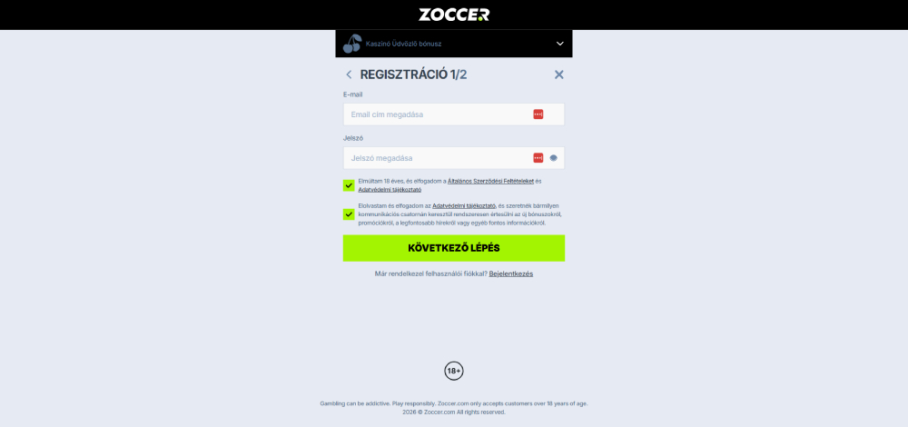 Zoccer casino regisztráció