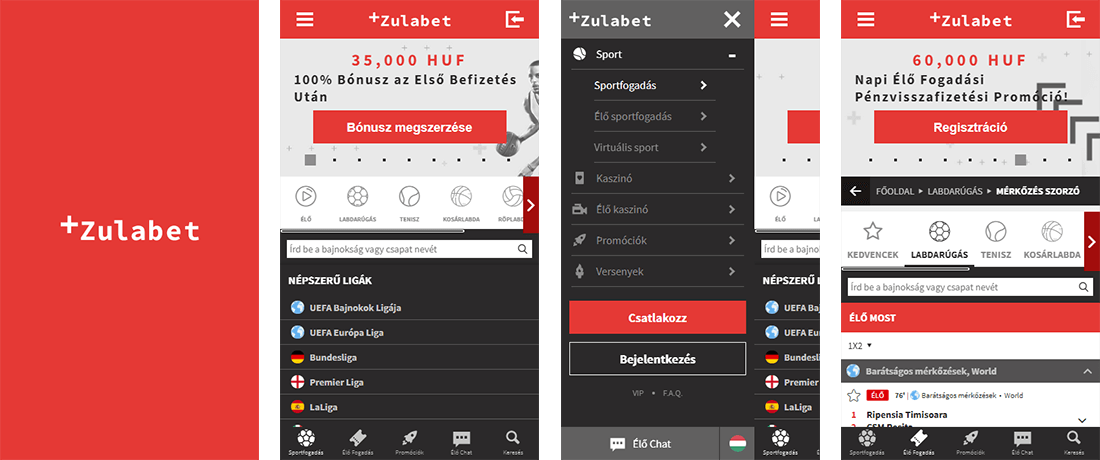 A Zulabet mobil oldalának felülete tökéletesen illik a mobilod képernyőjéhez